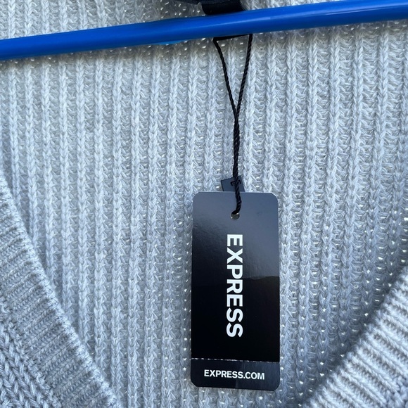 Express Heather Gray V-Neck Sweater - Picture 3 of 3